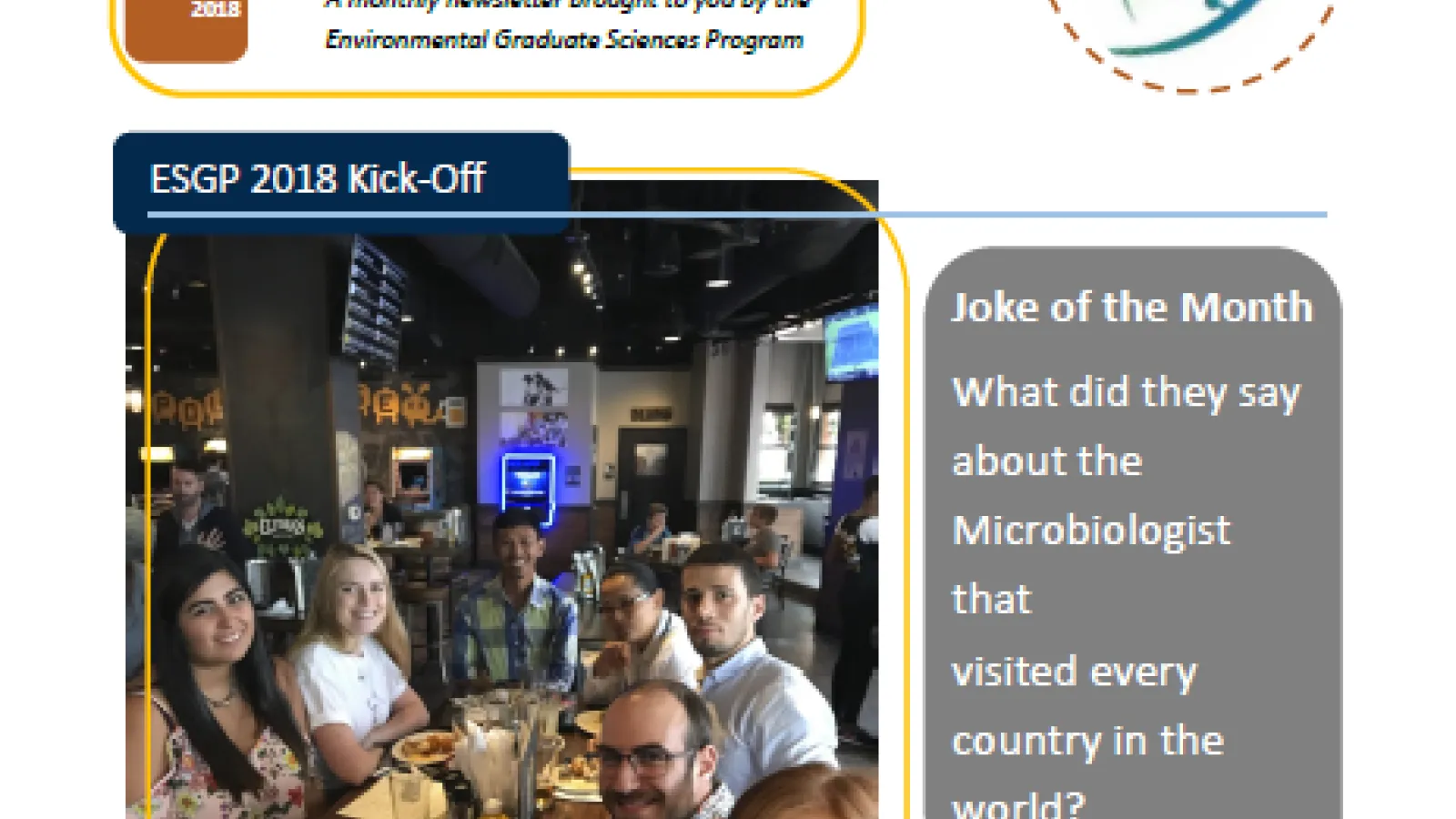 ESGP September 2018 Newsletter front page