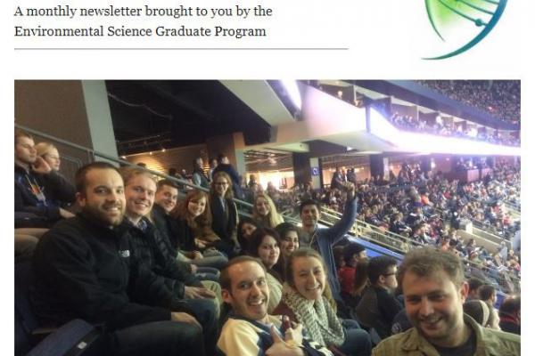 2018 March Newsletter showing ESGP student association attending a sporting event